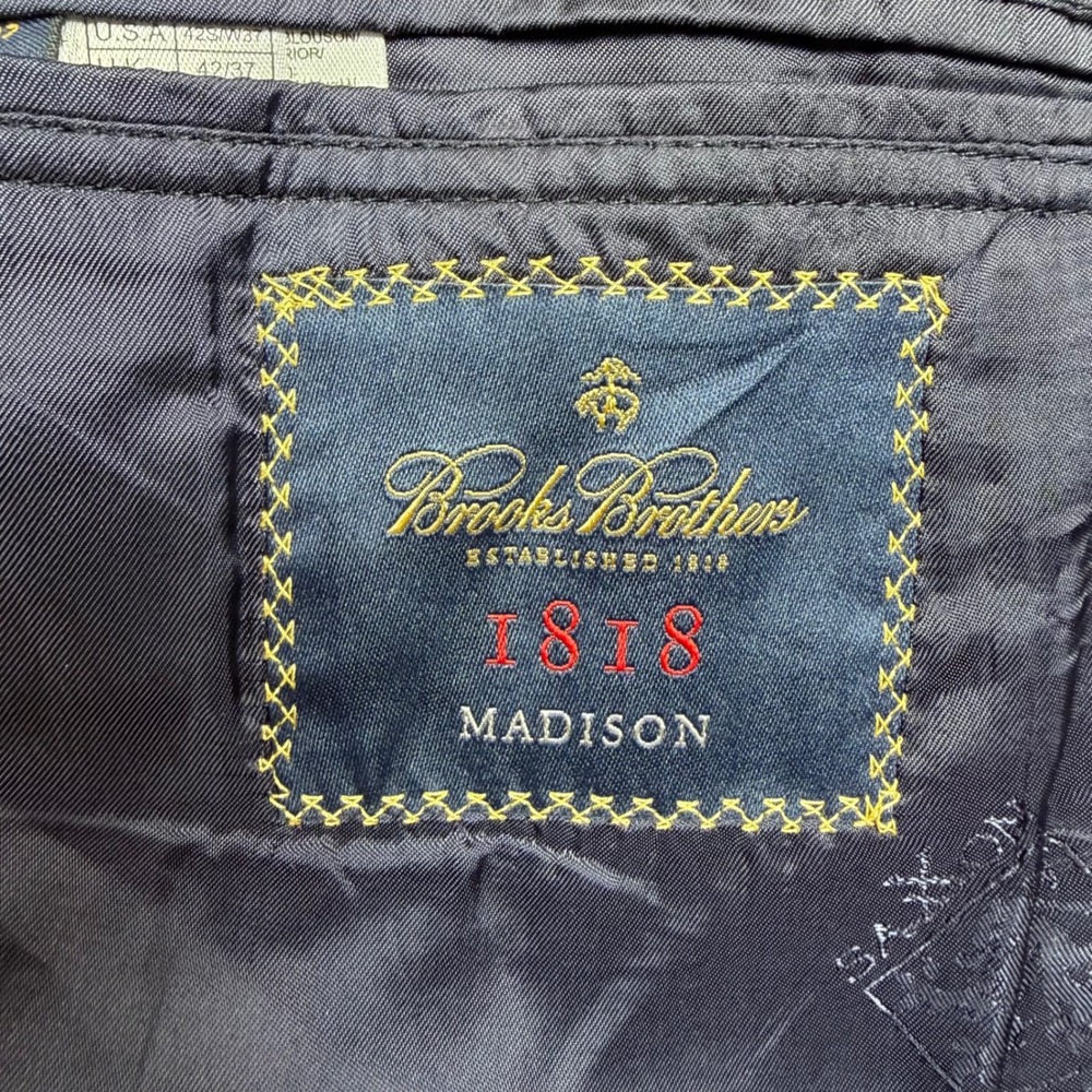 Brooks Brothers 1818 Madison Saxon Wool Blazer 42S Blue Micro‎ Check Sport Coat - Picture 4 of 10